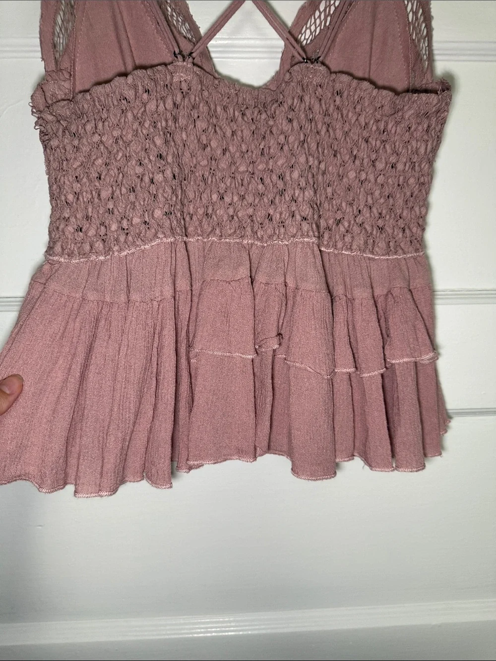 Free People Dusty Mauve Crochet Lace Cropped Tank - Picture 8 of 10